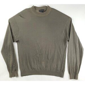 Baracuta Sweater Mens Large Green Knit Silk Long Sleeve Crew Neck Pullover *Flaw